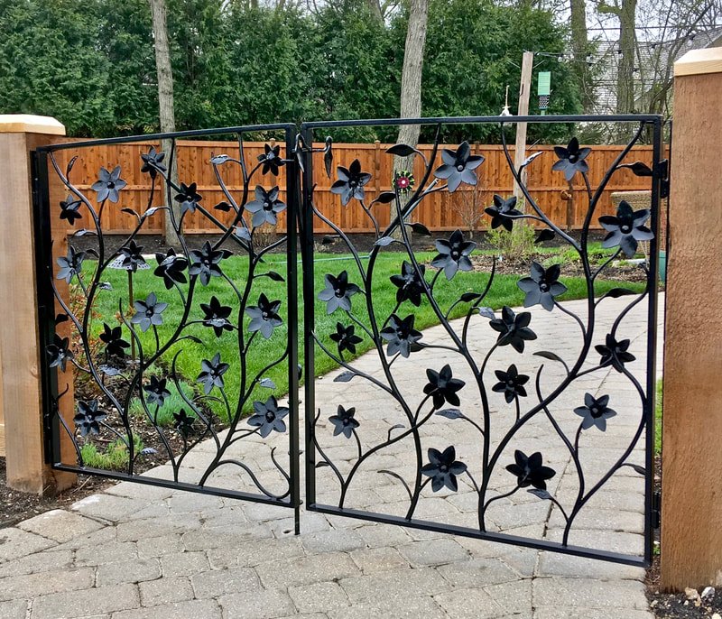 Flowers Gate metalwork custom outdoors Garden vines organic Chicago